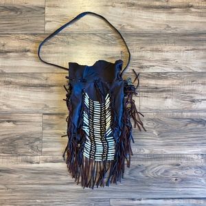 Spell Designs Vintage Brown Leather Bone Crossbody